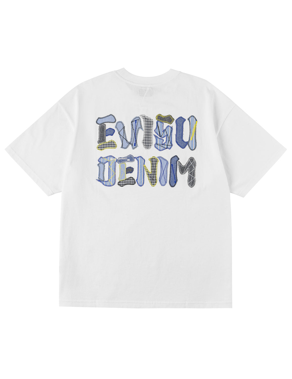 Fabric-mix Patchwork Seagull and Logo Applique T-shirt